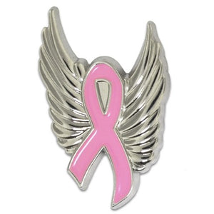 Pink Ribbon Wings Lapel Pin